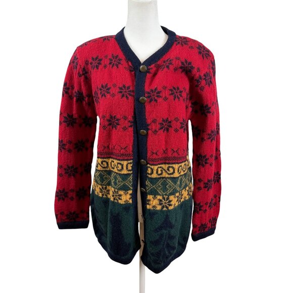 Vintage Graffiti 100% Wool Nordic Cardigan –Patterned Knit - Picture 4 of 10